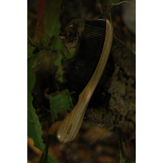 Pelesenk Saplı & Sığır Boynuz Dişli Ahşap Tarak